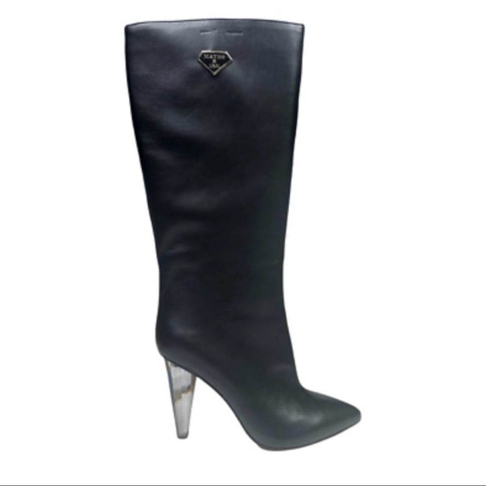 INC International Concepts Black Leather Knee-High Boots 10